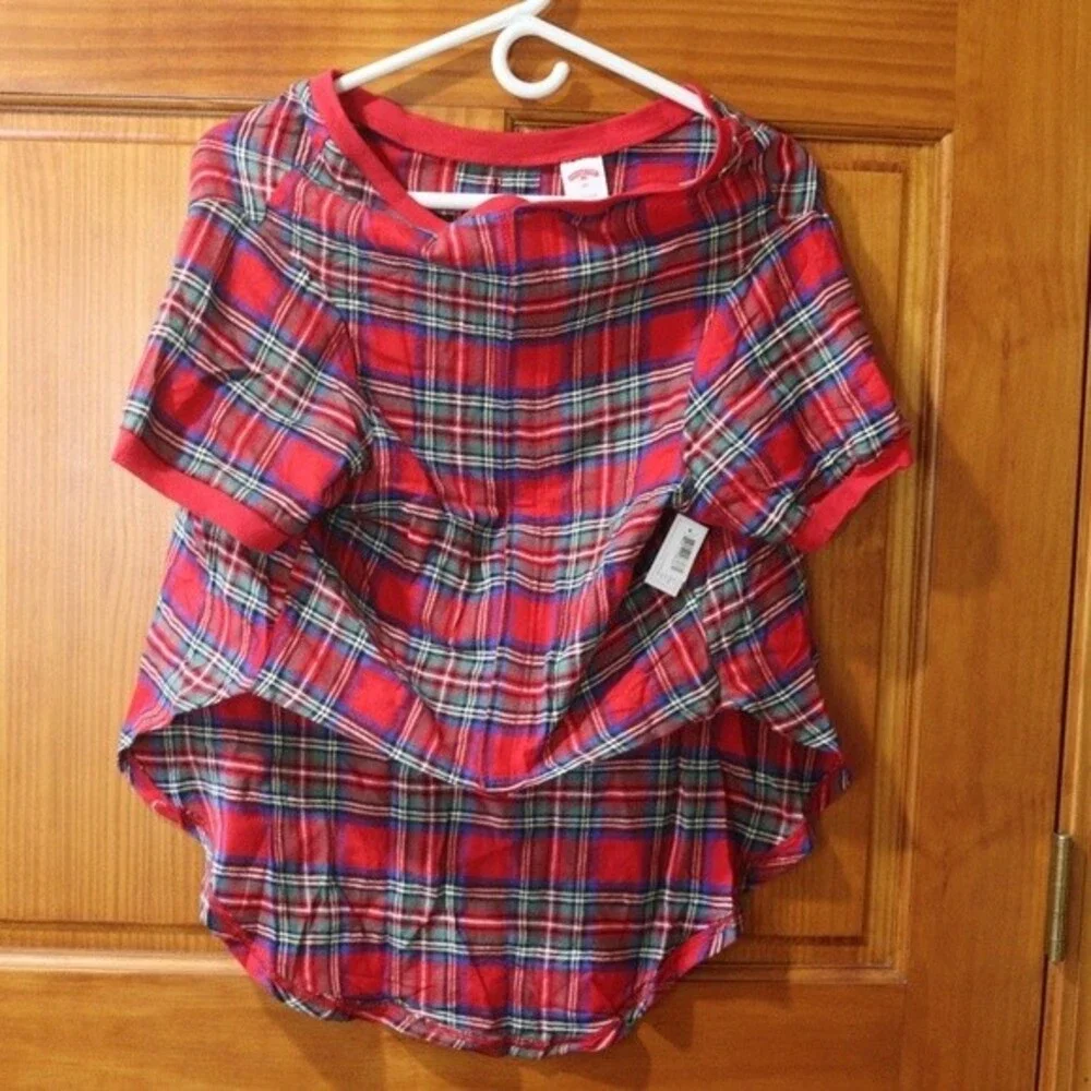 Holiday Time Red Plaid Christmas Morning Dog Pajama Top Jacket 2X Large Dog